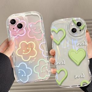 갤럭시 s25 s24 s23 s22 s21 a시리즈 예쁜 하트 플라워 패턴 일러스트 물결 귀여운 투명 실리콘 케이스