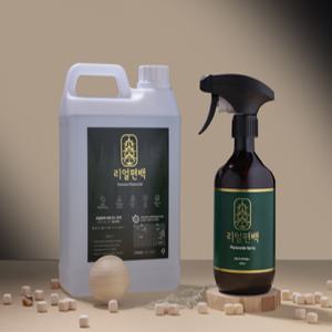 리얼편백 피톤치드 편백수 원액 2L + 스프레이 공병 실내 공기정화 새집증후군 포름알데히드 냄새 제거 천연 섬유 탈취 룸스프레이