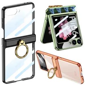 갤럭시Z플립7 FE 6 5 4 제트지 투명 마그네틱 힌지보호 링홀더 하드 핸드폰 케이스