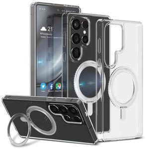갤럭시 S25 울트라 360도 회전 맥세이프 링 스탠드 거치대 투명 케이스