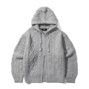 [정품] 트릴리온 스트릿 니트 가디건 맨투맨 겨울 데일리 TRILLION 워셔블 아란 케이블 후드 집업 (MELANGE