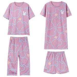 쉬블림로브 4피스(반팔+반바지+긴바지+원피스) 여성 홈웨어 잠옷 세트 GGWD0413