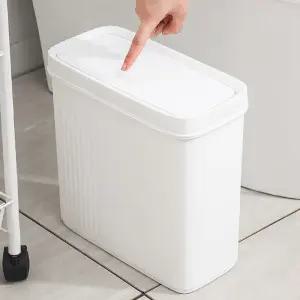화이트 미니 원터치 휴지통 7L 다용도 슬림 틈새 휴지통