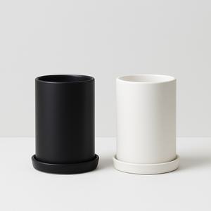 [모던레시피]무광 높은 원형 도자기 화분 받침 세트 / 모던 감성 인테리어 디자인