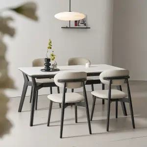 노체 양면 통세라믹 애쉬 원목 테이블 4인용 식탁세트 1600 (의자4) VNM067