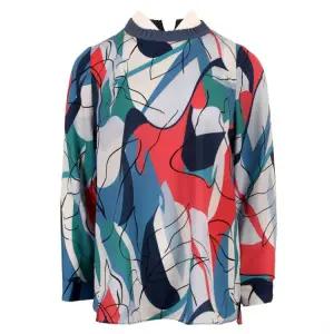 [롯데백화점]벨리시앙 라운드주름넥 기하학패턴 블라우스 BL2311