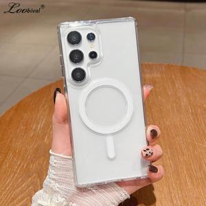 삼성 갤럭시 S25 울트라 S24 S22 플러스 S23 S21 FE A16 A15 A35 A55 마그네틱 클리어 커버 용 Magsafe 아