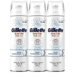 질레트 스킨텍 쉐이빙 폼 본품 245g 3개