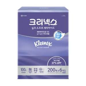 크리넥스 미용티슈 실크소프트 세라마이드 200매 X 6입 X 1EA