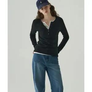 [드로우핏 우먼](신세계 사우스시티)웨일 헨리넥 롱 슬리브 티셔츠 [3color]