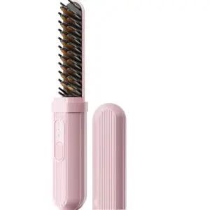 무선 고데기 빗고데기 뿌리볼륨 휴대용 미니 핑크