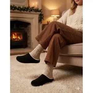 [아웃도어스/핏플랍]크리시 시어링 슬리퍼 블랙 FFSO2F962BK