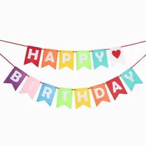 펠트 생일 가랜드 오각페넌트 파티 장식 배너 기념일/축하/메세지/이벤트/벽걸이/표말/소품/무지개/파스텔