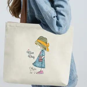 캔버스 에코백 토트백 숄더백 지퍼형 면가방 일러스트 데일리백 쇼핑백 장바구니 인쇄가능