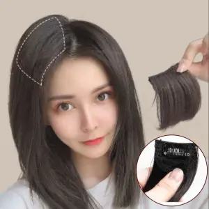정수리 가발 똑딱이 핀 여성 탈모 커버용 인모 혼합 옆머리 피스 부분가발