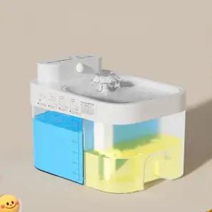 강아지 고양이 필터 없는 자동급수기 스마트 브러쉬 정수기 급식기 투명 밥그릇 대용량.