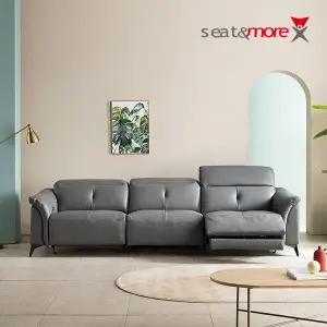 [시트앤모어]러빙 4인 이태리천연통가죽 리클라이너소파 -로얄그레이