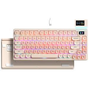 윤활 가능 키보드, 파운데이션 womier 게이밍 스위치, 디스플레이 rgb 75% pom 개스킷 스왑 크리미 sk80 컬러 기계식 와이어, 멀티미디어 젤리 포함, 마운트 맥/윈도우용, 핑크 사전 보드 키