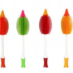 (색상 랜덤)실리콘 젖병솔 텀블러 세척솔 설거지 일자형 브러쉬