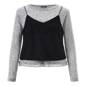 브이넥 뷔스티에 도트 긴팔 세트 티셔츠 GQALW002D)