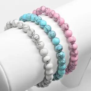 지홍 터키석 원석 팔찌 6mm 12월 탄생석 성공운 염주 묵주