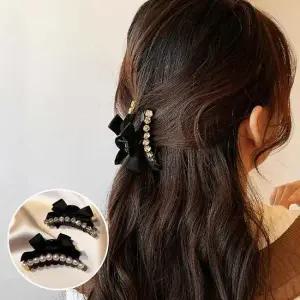 진주 미니 집게핀 빅사이즈집게핀 리본 반묶음 잔머리