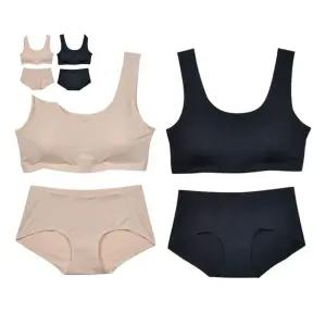 (제스트)노와이어 캡내장 심리스 햄팬티 스포츠브라 여성 세트