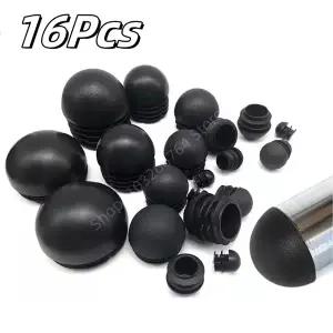16개 플라스틱 원형 파이프 플러그 튜브 돔형 엔드 캡 미끄럼 방지 의자 다리 발 먼지 커버 바닥 보호 패드