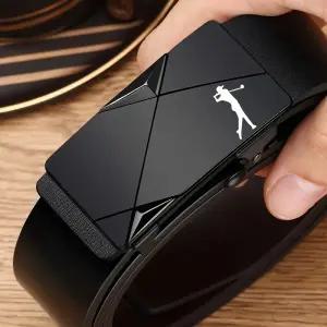 남성 골프 벨트 블랙 자동 버클