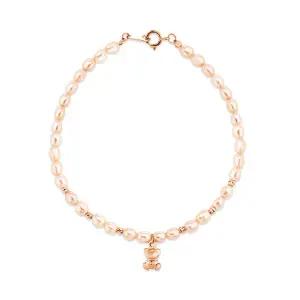 [비앤비골드] 14K 스윗 곰돌이 컷팅볼 진주 팔찌 SNB41125