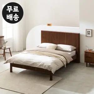 [벤티스가구]뮤이 고무나무 원목 템바보드 침대프레임 평상형 호텔식 부부(킹사이즈/월넛)