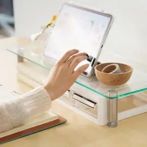 (옵션 560X240(중))모니터 거치대 강화유리 선반 높이조절 받침대