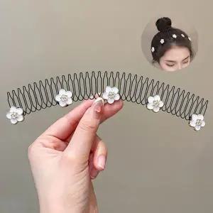 헤어핀 화이트 플라워 잔머리 고정-WFIVRWO