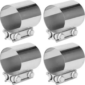 MANCHAP 4 팩 3 인치 버트 조인트 배기 밴드 클램프 파이프용 너트가 있는 스테인리스 스틸 머플러