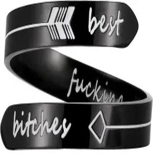 오프닝 블랙 킵 고잉 링 스테인리스 스틸 조절 가능 주얼리 영감을 주는 스태킹 귀여운 힙합 밴드