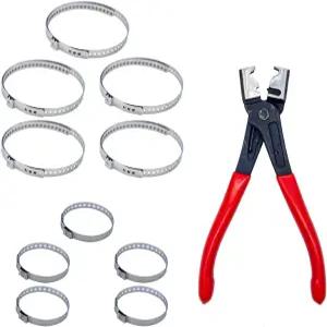 투투시오 10pc 스테인리스 스틸 CV 부트 클램프 1pc 헤비 듀티 호스 클립 플라이어 소형 및 대형 조절식