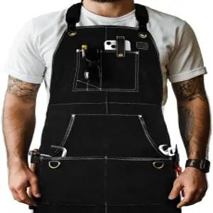 가죽 마을 작업용 앞치마 - 목공 대장장이 목수용 도구 주머니가 있는 남성용 헤비 듀티 목공용 블랙