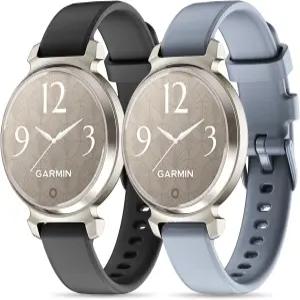 Wizvv 가민 릴리 2 실리콘 밴드와 호환 2팩 퀵 릴리스 소프트 고무 교체 조절 스포츠 스트랩 액티브/클래식