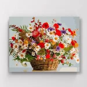 DIY 페인팅 캔버스 물감 붓 세트 다채로운 꽃바구니컬러링 그림놀이 그림북 색칠 컬러링 워터 수채링 단체