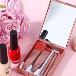 bns 메이크업 브러쉬 5종 거울케이스 1개 화장브러쉬 화장솔세트 새도우브러쉬