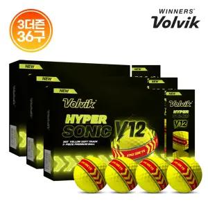 (3더즌36구) 볼빅 골프공 하이퍼 소닉 V12 라이트닝 옐로우 360 고반발 컬러볼 3피스