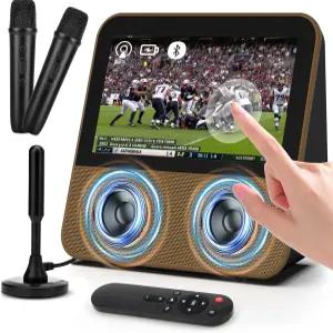 턴라이즈 7인치 미니 휴대용 TV 1080P HD 터치스크린 스마트 TV(ATSC 튜너 포함) - 블루투스 노래방 기계