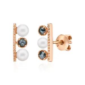 18K 심플스틱 러프다이아진주 침귀걸이 한쌍 JNE28463