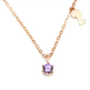 18K 넘버링 탄생석 2월 자수정 체인 목걸이 PNN27528