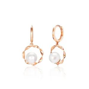 18K 웨이브 서클 진주 원터치 귀걸이 한쌍 MNE38939