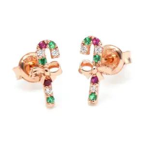 18K 노엘 리본 지팡이 침 귀걸이 한쌍 NPE29377