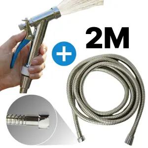 살림몰 아연 분사기 세트 (나사산 수도꼭지형 2M) 물 스텐 호스 베란다 세차 욕실 청소 분사건