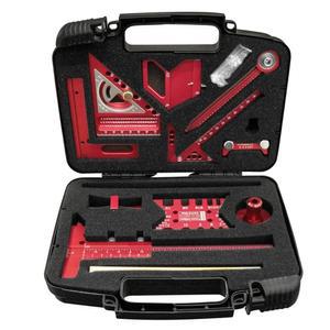 상자가 있는 목공 사각 키트, 알루미늄 스크라이빙 자, 다목적 표시 엔지니어 목수용 정밀 레이아웃 측정 도구(상자가 10개)