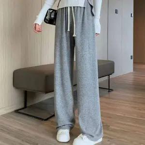 여성 DN87SW60 일자핏 캐주얼 밴딩 팬츠 면 와이드 심플 통바지