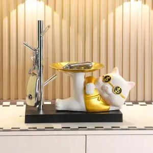 차키 고양이 실버 트레이 열쇠 반지 시계 걸이 악세사리 선반 보관 홀더 현관 카페 인테리어 집들이 개업 센스 감사 소품 선물